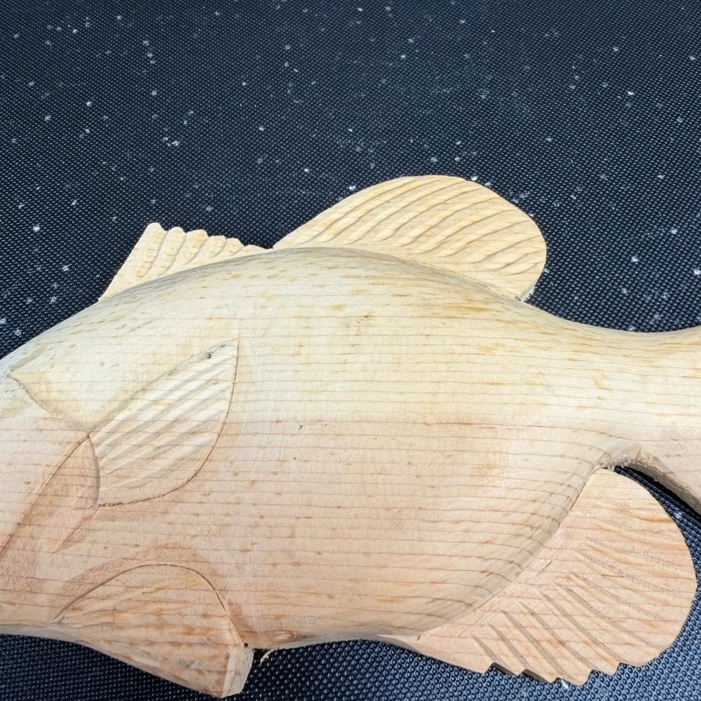 Vintage 1993 Thorsen Hand Carved Wood Fish Sculpture Folk Art Cabin Decor 8 inch